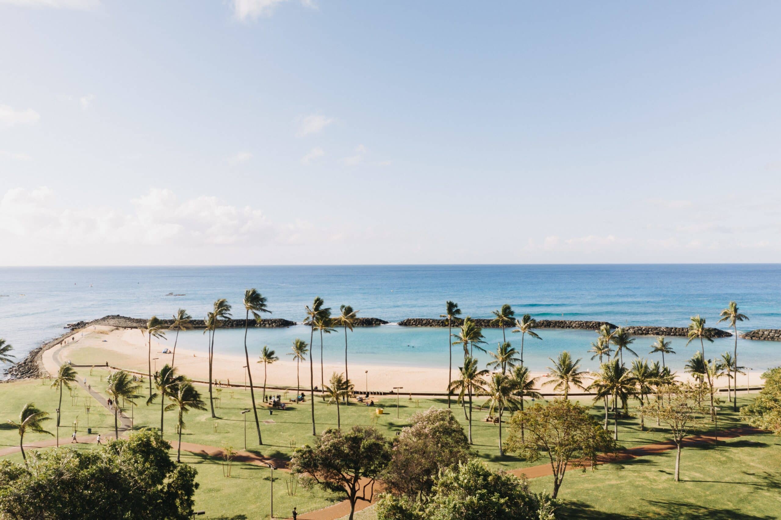 Beautiful shot of a seashore with a clear blue sky in the background