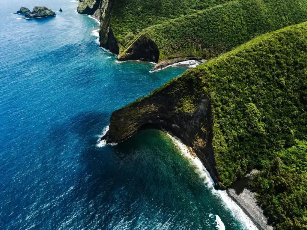 Aerial View of Cliffs at the Hamakua Coast, Big Island, Hawaii
