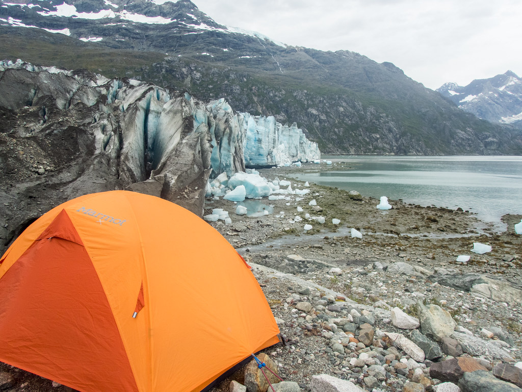 Campsite at Lamplugh Glacier, Glacier Bay National Park, Alaska