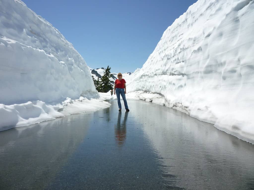 Deep snow in upper parking lot