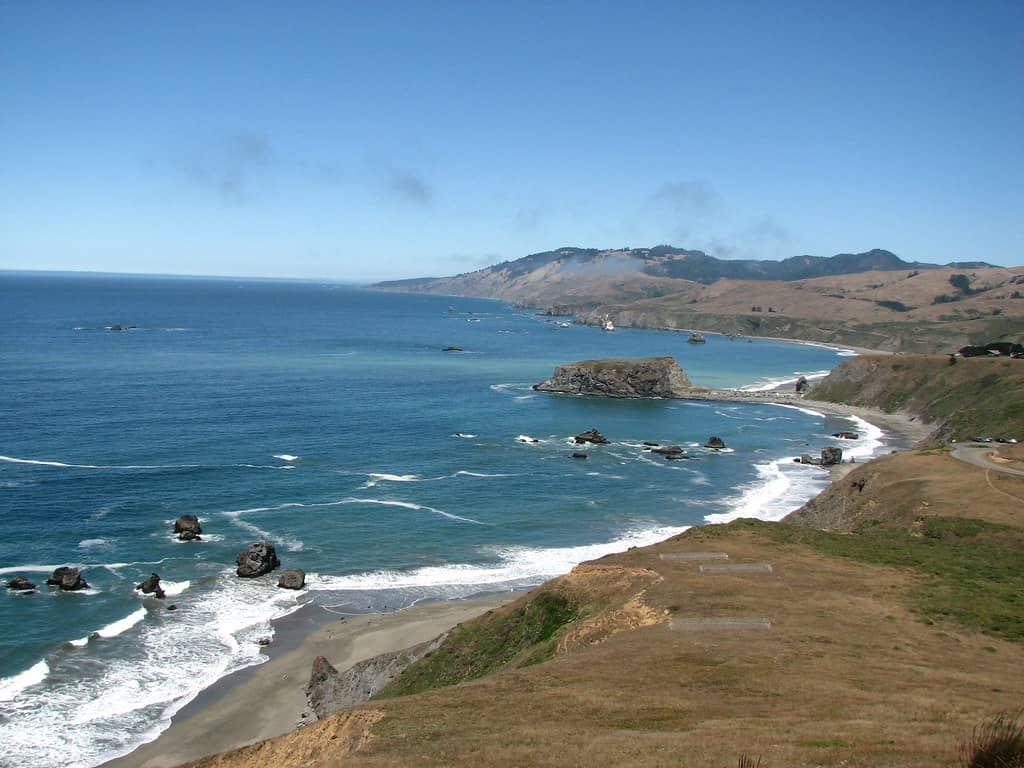 Looking north from top of Peaked Hill, Sonoma Coast State Beach