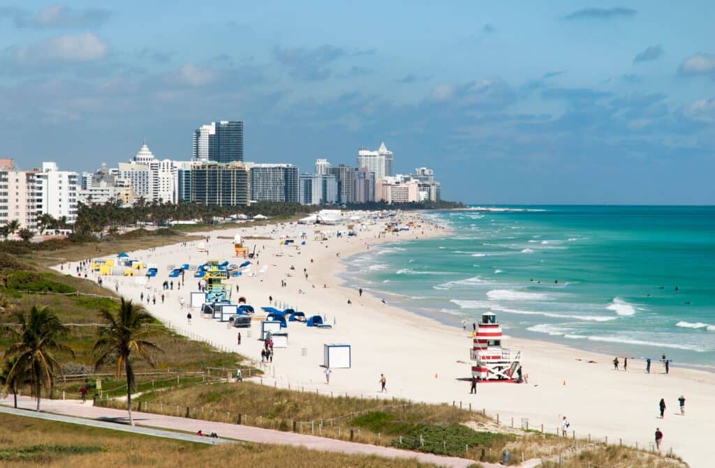 The view of the south tip of Miami Beach during Winter time, Florida